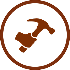 Hand holding a hammer icon